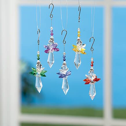 Crystal-Like Angel Ornaments, Set of 5-377556