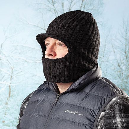 2-In-1 Knit Visor Hat with Convertible Neck Warmer-377560