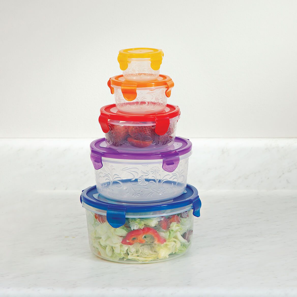 Embossed Round Storage Containers by Chef's Pride™, Set of 5 + '-' + 377571