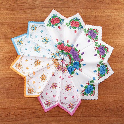 Women's Printed Handkerchiefs, Set of 12-378116