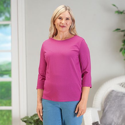 Women's Three-Quarter Sleeve Knit Top-378917
