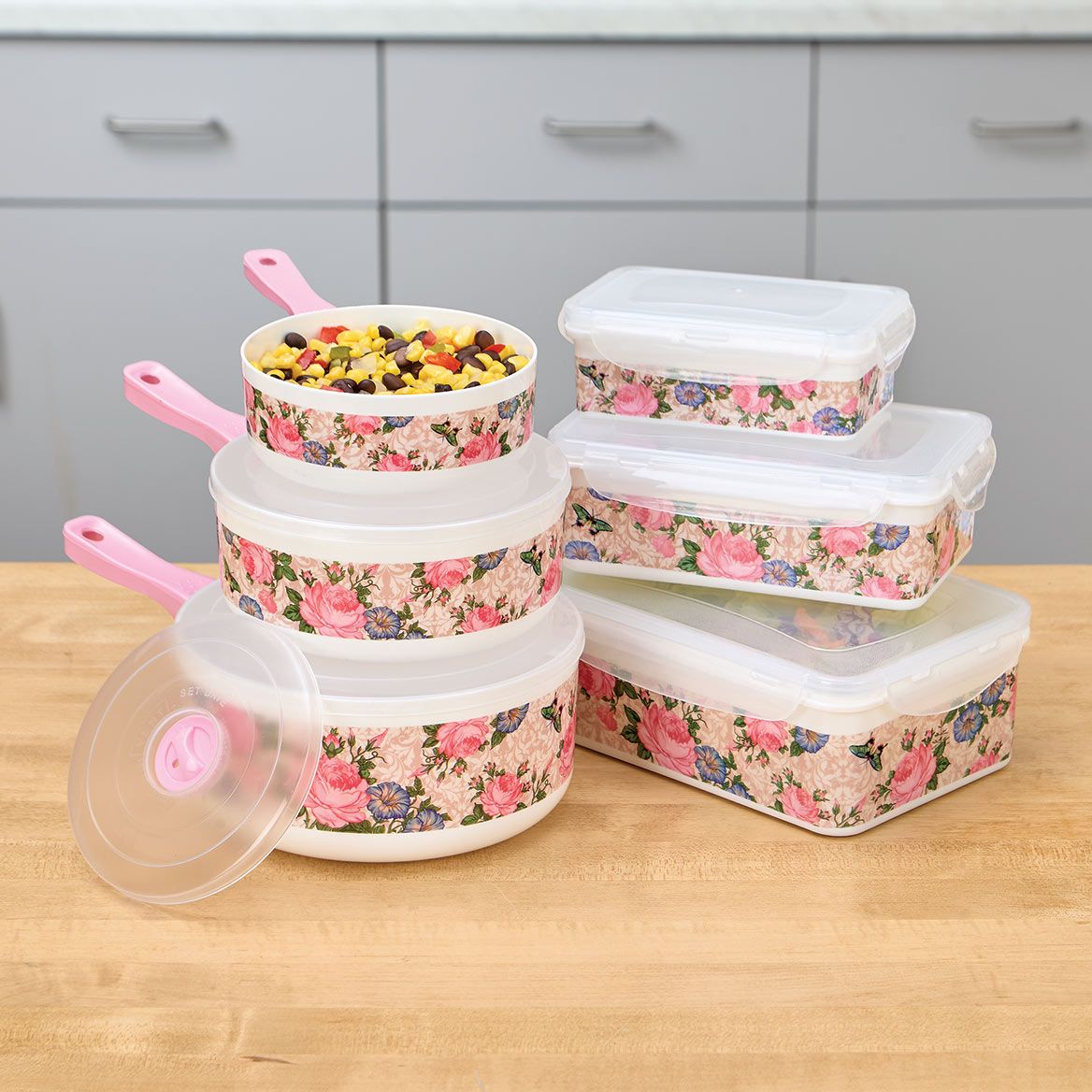 12-Piece Floral Microwave/Storage Set by Chef's Pride™ + '-' + 380167
