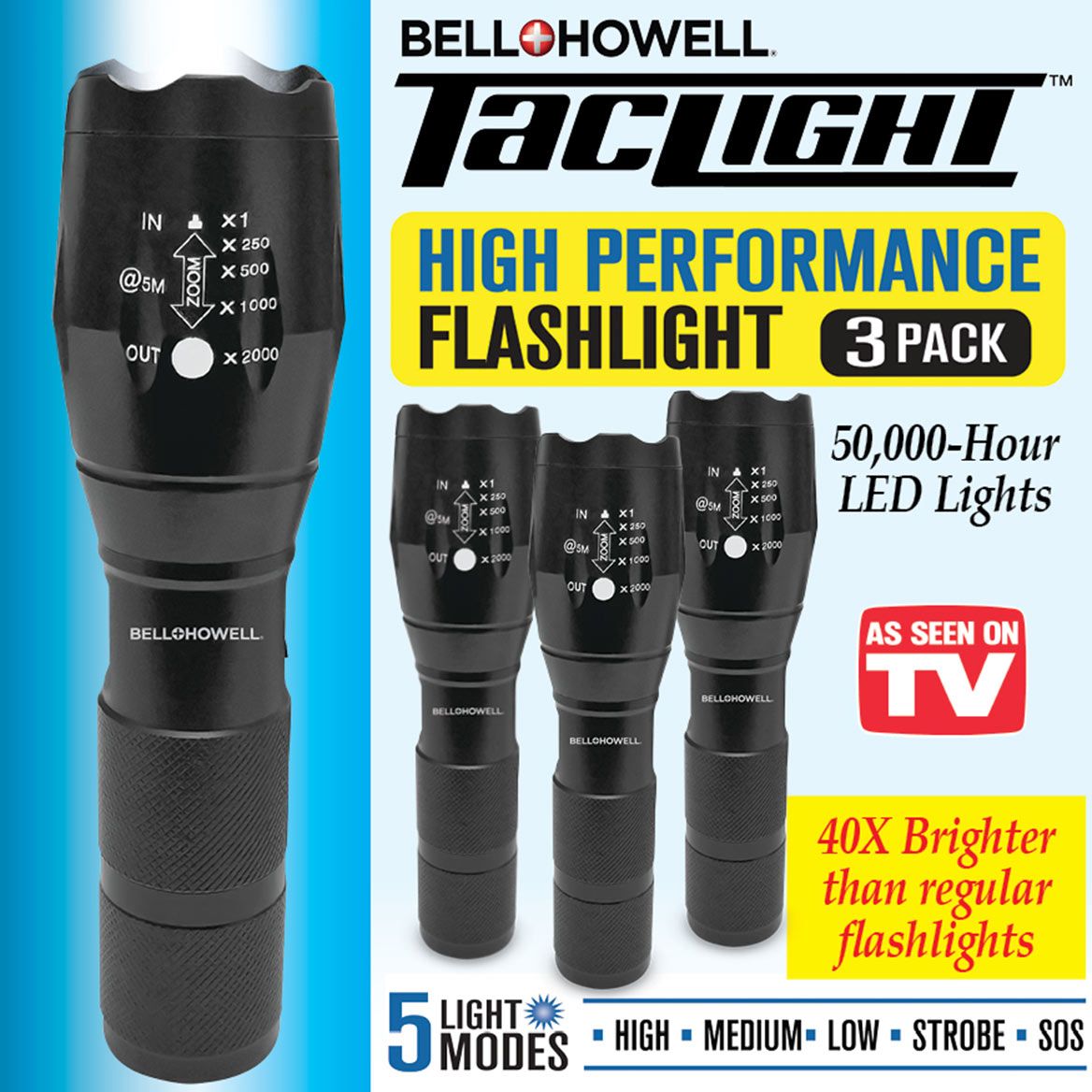 Bell + Howell Taclight™ Pro LED Flashlights, Set of 3