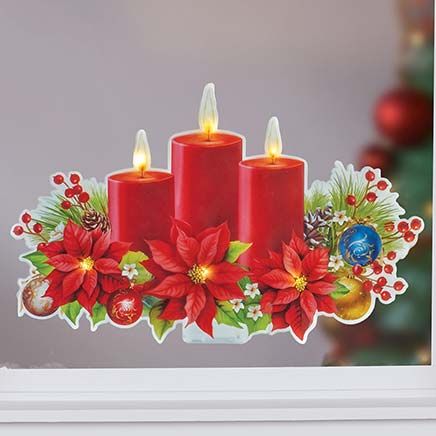 View product details for Lighted Christmas Candle Window Cling