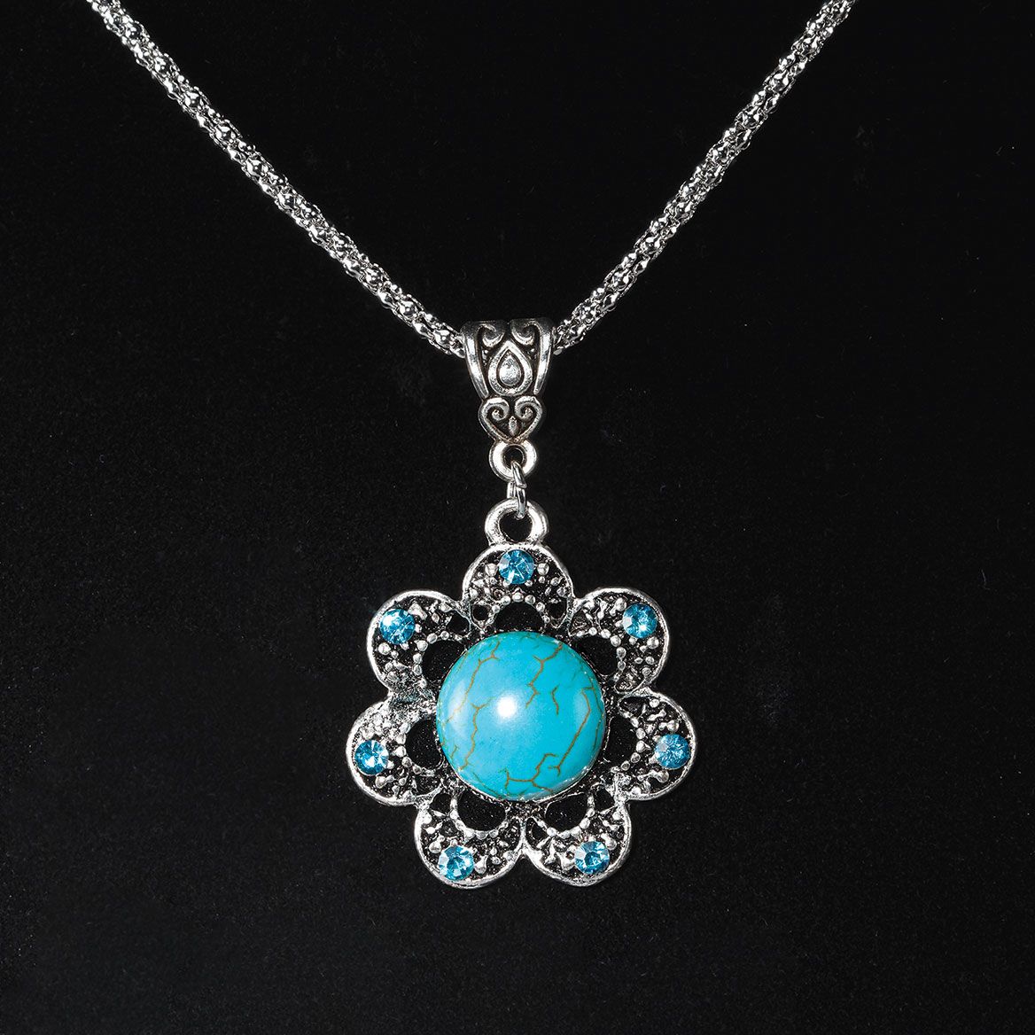 Turquoise Flower Pendant Necklace + '-' + 380826