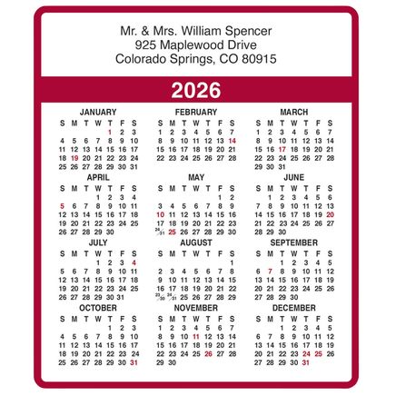 Personalized Burgundy Self-Stick Calendars, Set of 100-305554