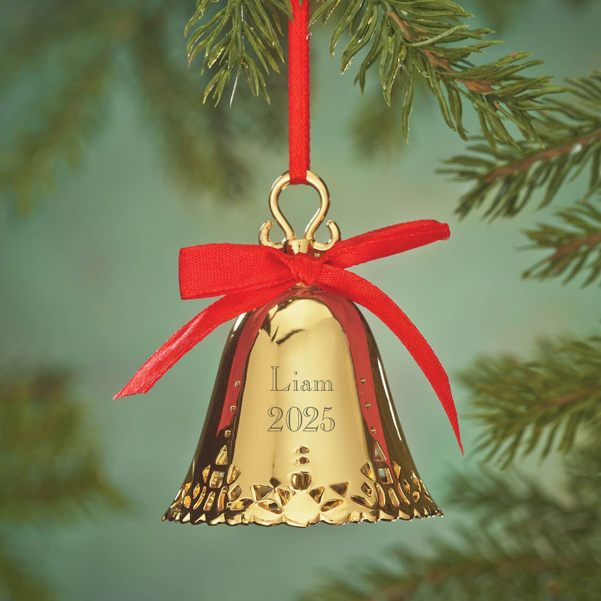 Personalized Gold Tone Plated Christmas Bell Ornament-353280