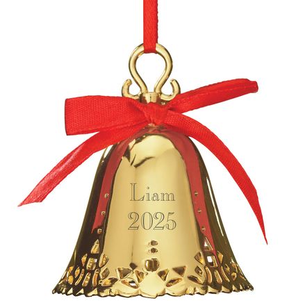Personalized Gold Tone Plated Christmas Bell Ornament-353280