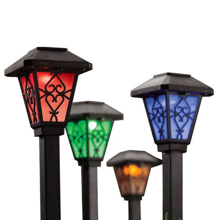 View product details for Black Color-Changing Solar Lights, Set of 6