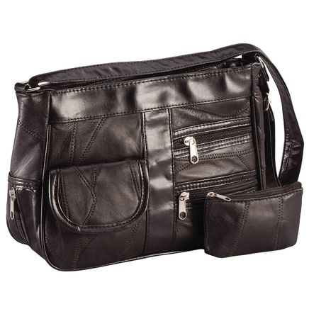 Lamb Leather Handbag, 2-Piece Set-363214