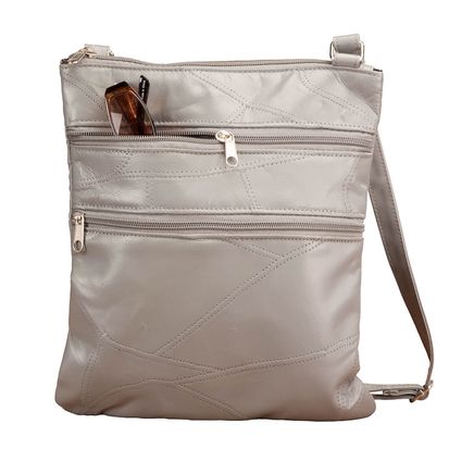 RFID Lambskin Patch Leather Crossbody Bag-363493