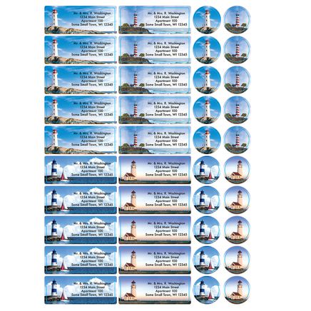 Personalized Tranquil Lighthouses Labels and Envelope Seals 60-366169