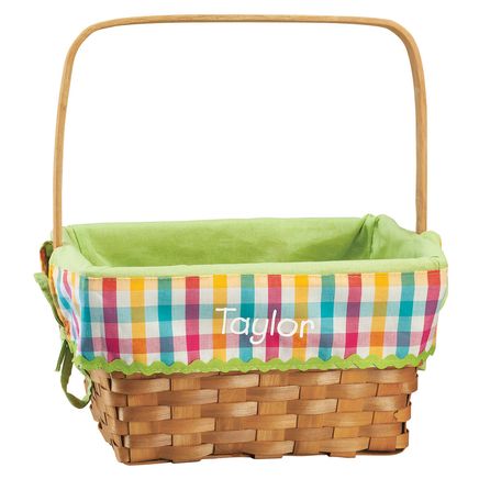 Personalized Plaid Wicker Easter Basket-366645