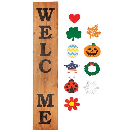 Folding Wood Welcome Sign with Magnetic Holiday Shapes-367592