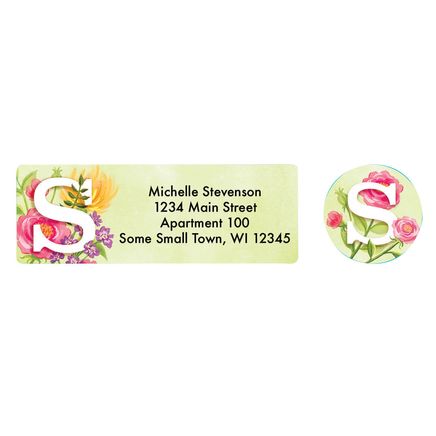 Personalized Floral Initial Address Labels & Seals Set of 60-368837