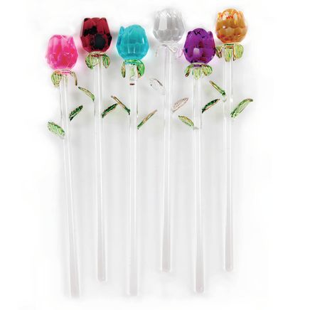 View product details for Exquisite Glass Roses, Set of 6
