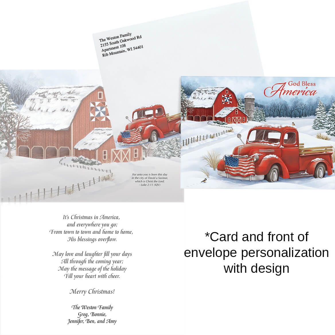 Personalized Christmas in the Country Card, Set of 20-370181