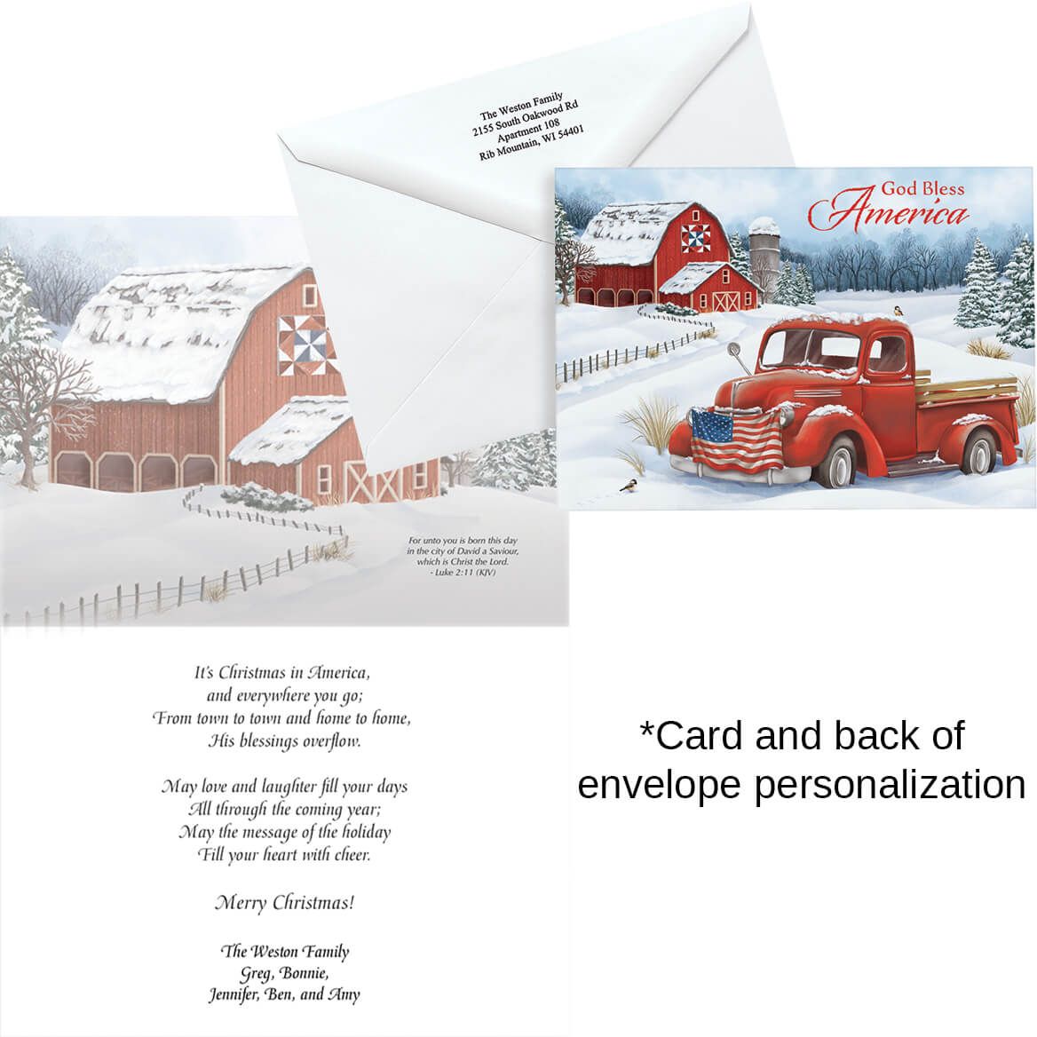 Personalized Christmas in the Country Card, Set of 20-370181