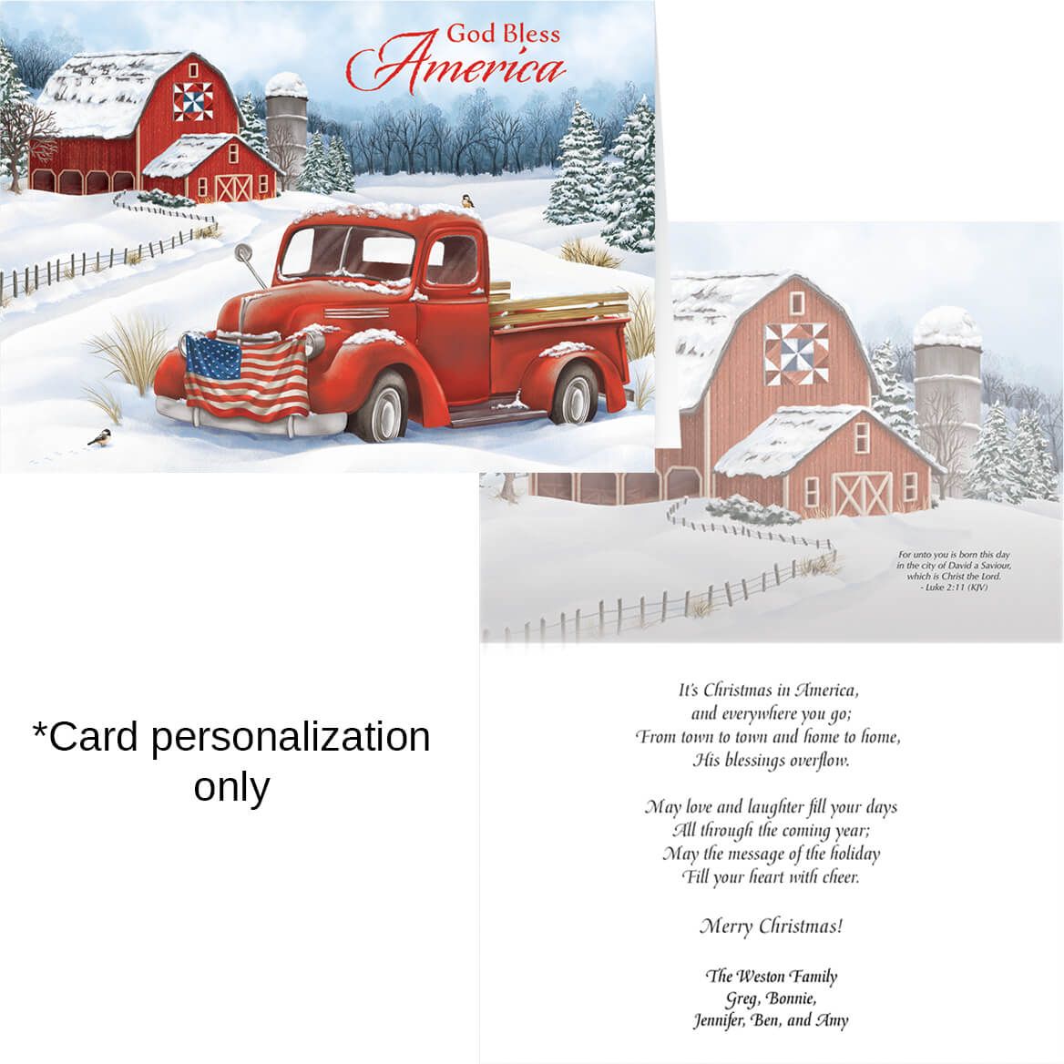 Personalized Christmas in the Country Card, Set of 20-370181