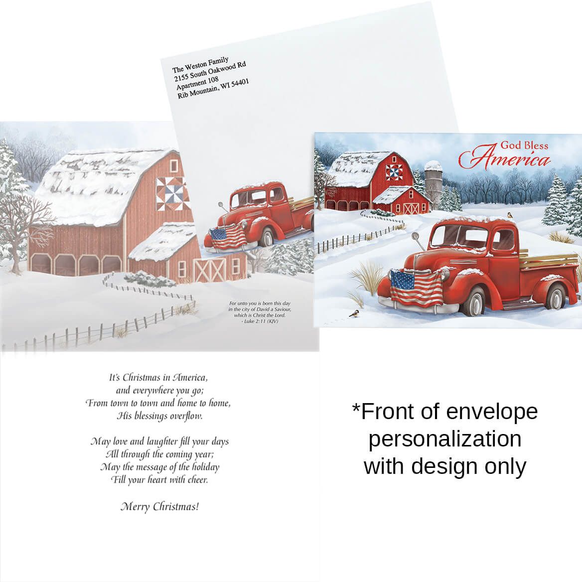 Personalized Christmas in the Country Card, Set of 20-370181