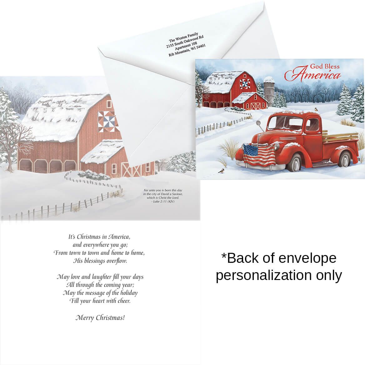 Personalized Christmas in the Country Card, Set of 20-370181