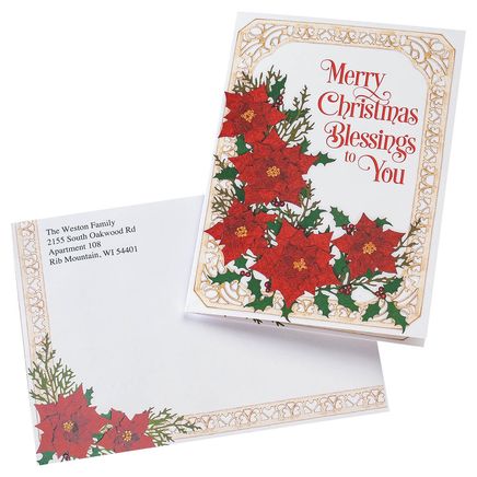 Poinsettia Collage Christmas Card Set of 20-370187