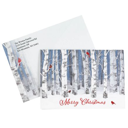 Personalized Snowy Birch Christmas Cards Set of 20-370189