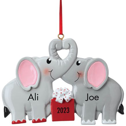 Personalized Kissing Elephants Ornament-370638