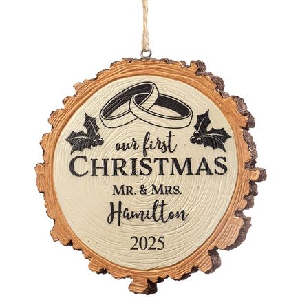 Personalized Our First Christmas Resin Wood Slice Ornament-372089
