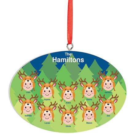 Personalized Light Skintone Reindeer Hat Family Ornament-372377