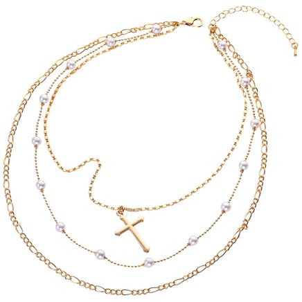 Layered Necklace with Faux Pearls-373040