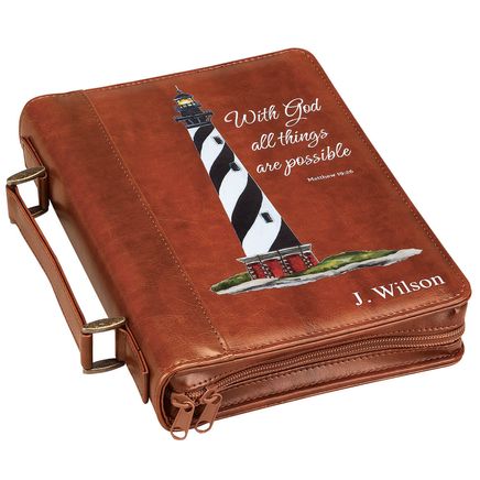 Personalized Lighthouse Brown Bible Case-373337