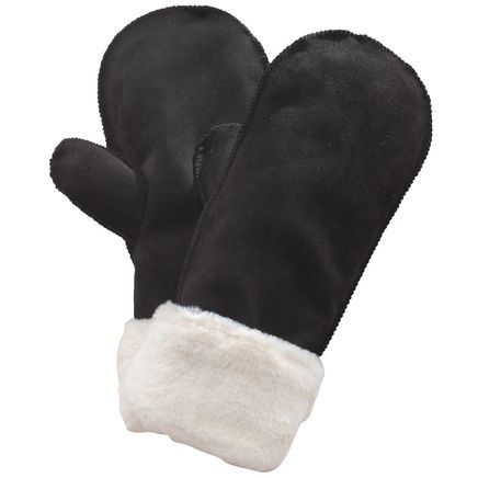 Faux Suede Fur Lined Mittens-373795