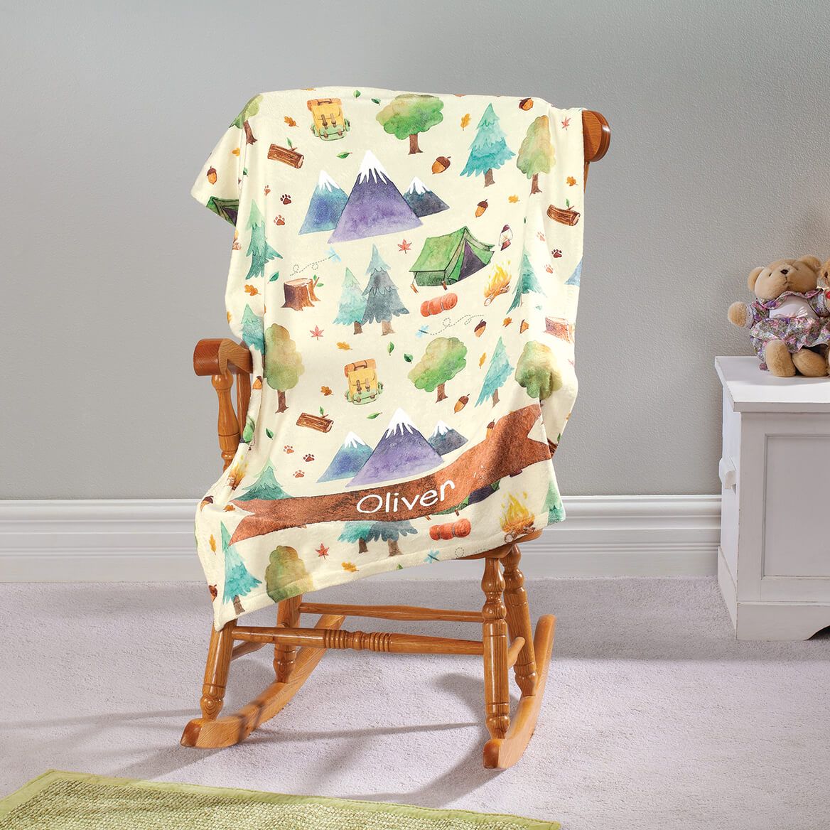 Personalized Camping-Themed Children's Blanket-373891
