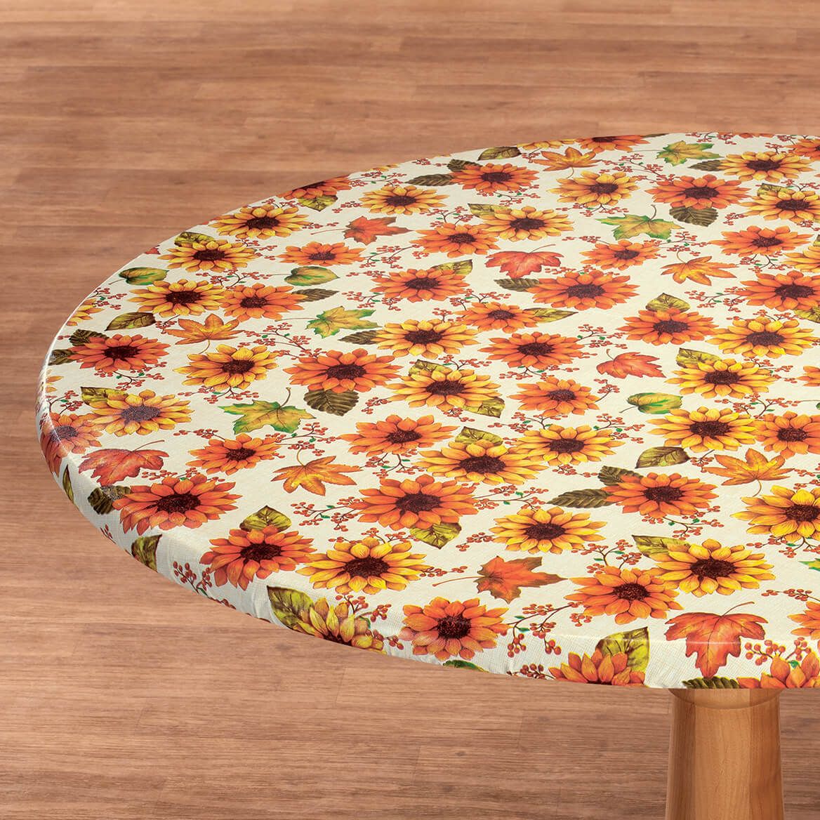 Sunflower Harvest Elasticized Vinyl Table Cover by Chef's Pride™-373914