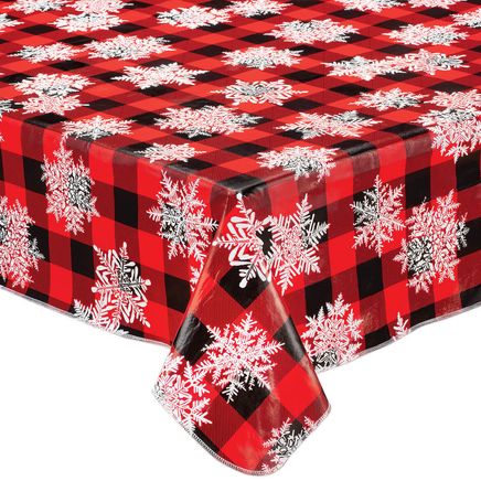Snowflake Buffalo Plaid Vinyl Table Cover by Chef's Pride™-373919