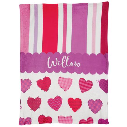 Personalized Heart-Themed Children's Blanket-373992