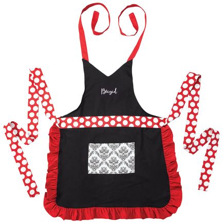 Personalized Black Damask and Dots Apron-374200
