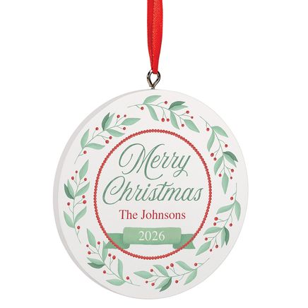 View product details for Personalized Merry Christmas Wreath Ornament