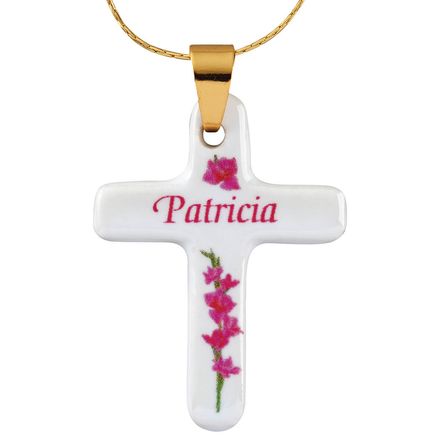 Personalized Porcelain Cross Bouquet Pendant-375623