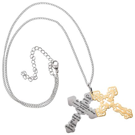 Personalized Filigree Cross Necklace with Serenity Prayer-375744