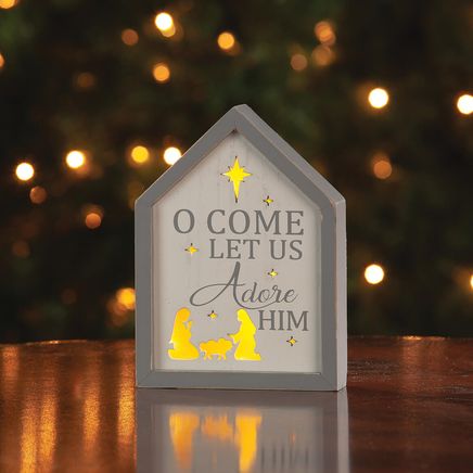 Lighted O Come Let Us Adore Him Tabletop Sign By Holiday Peak™-375777