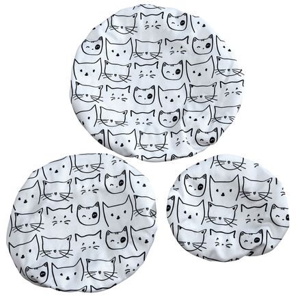 Cat Design Elastic Bowl Covers, Set of 3-375799