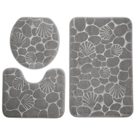 3-Pc. Shell-Embossed Memory Foam Bathroom Mat Set-375844