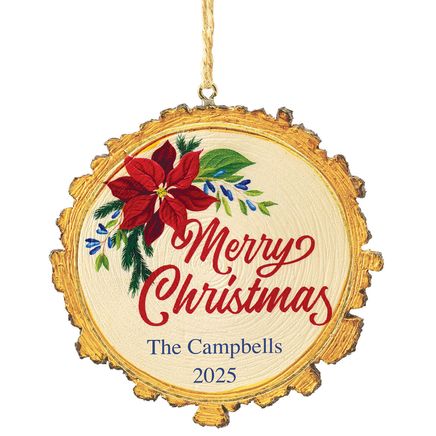 Personalized Merry Christmas Wood Slice Ornament-375921
