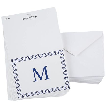 Personalized Single Initial Notecards with Border, Set of 20-376740