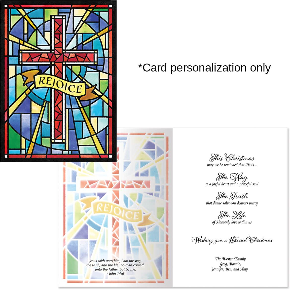Personalized Stained Glass Cross Christmas Cards, Set of 20-377387
