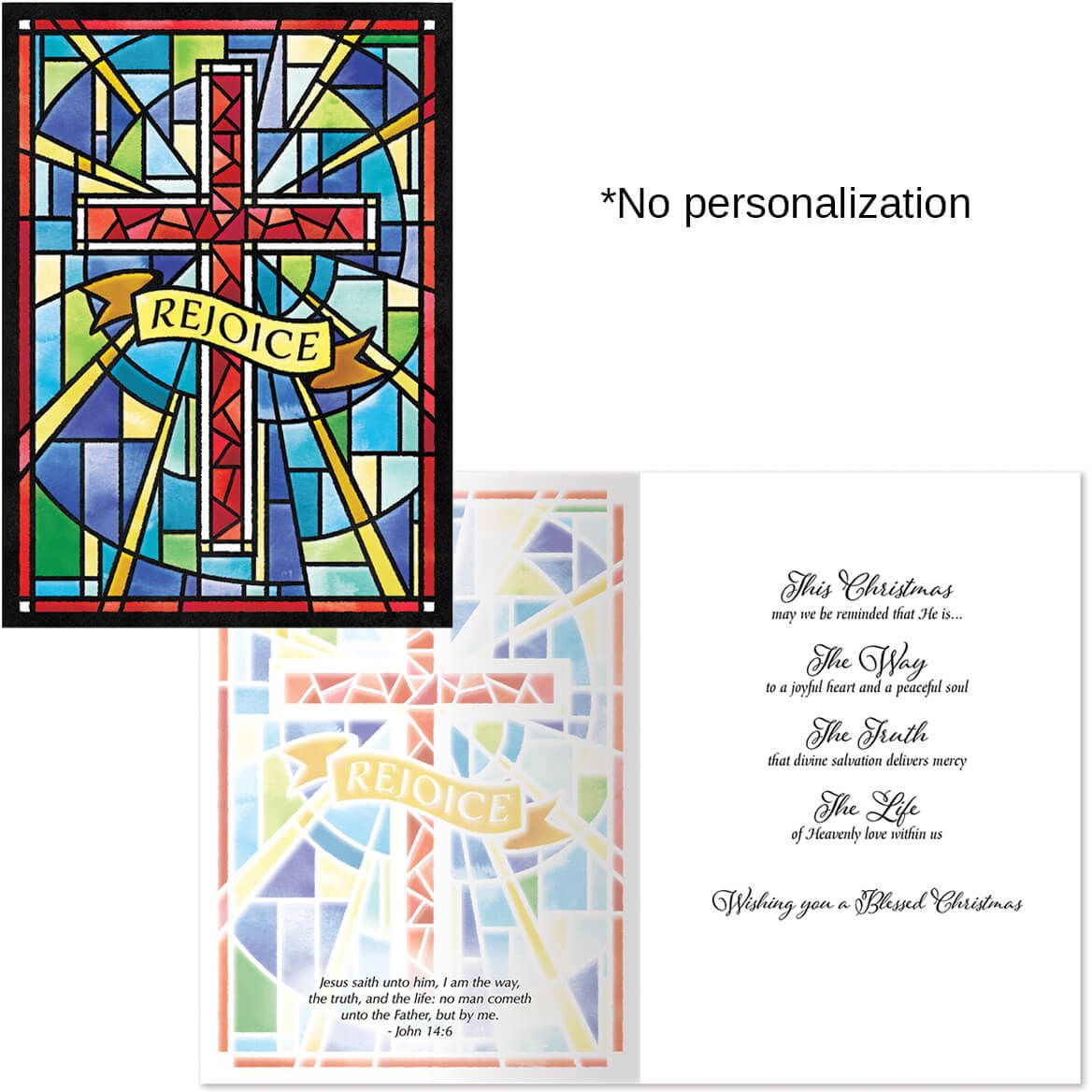 Personalized Stained Glass Cross Christmas Cards, Set of 20-377387
