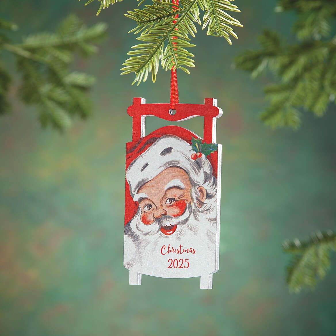 Personalized Vintage Santa Sled Ornament-378015