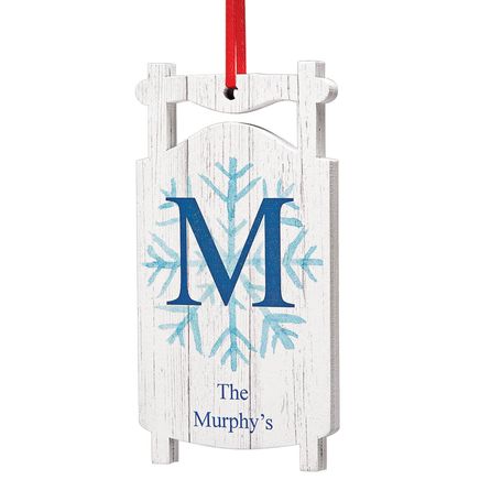 Personalized Snowflake Initial Sled Ornament-378016